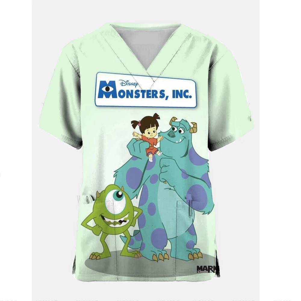 

Disney Toy Story Print Dentistry Pet Doctor Workwear Medical Scrubs Nursing Uniform Surgical Top Pharmacy Work Clothing Women