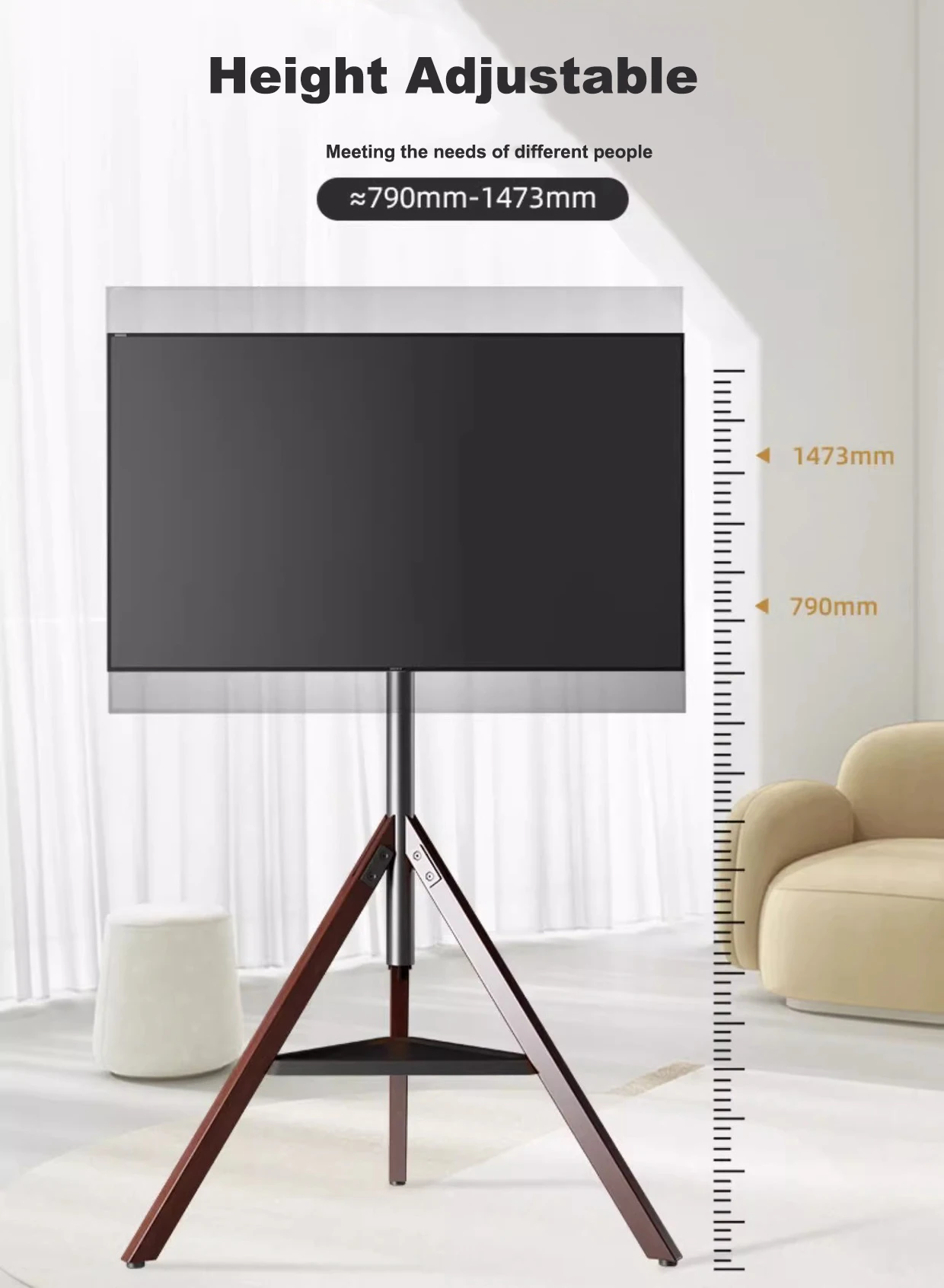 LCD Flat Panel TV Tripod Portable TV Stand Foldable Stand Mount Fits LCD LED Flat Screen TV Up To 70" - view 6