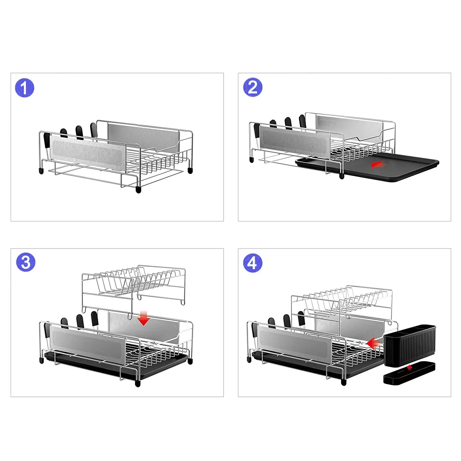 

Kitchen Dish Storage Rack Tableware Rack Drain Rack Stainless Steel Multifunctional Tableware Rack Knife Plate Rack