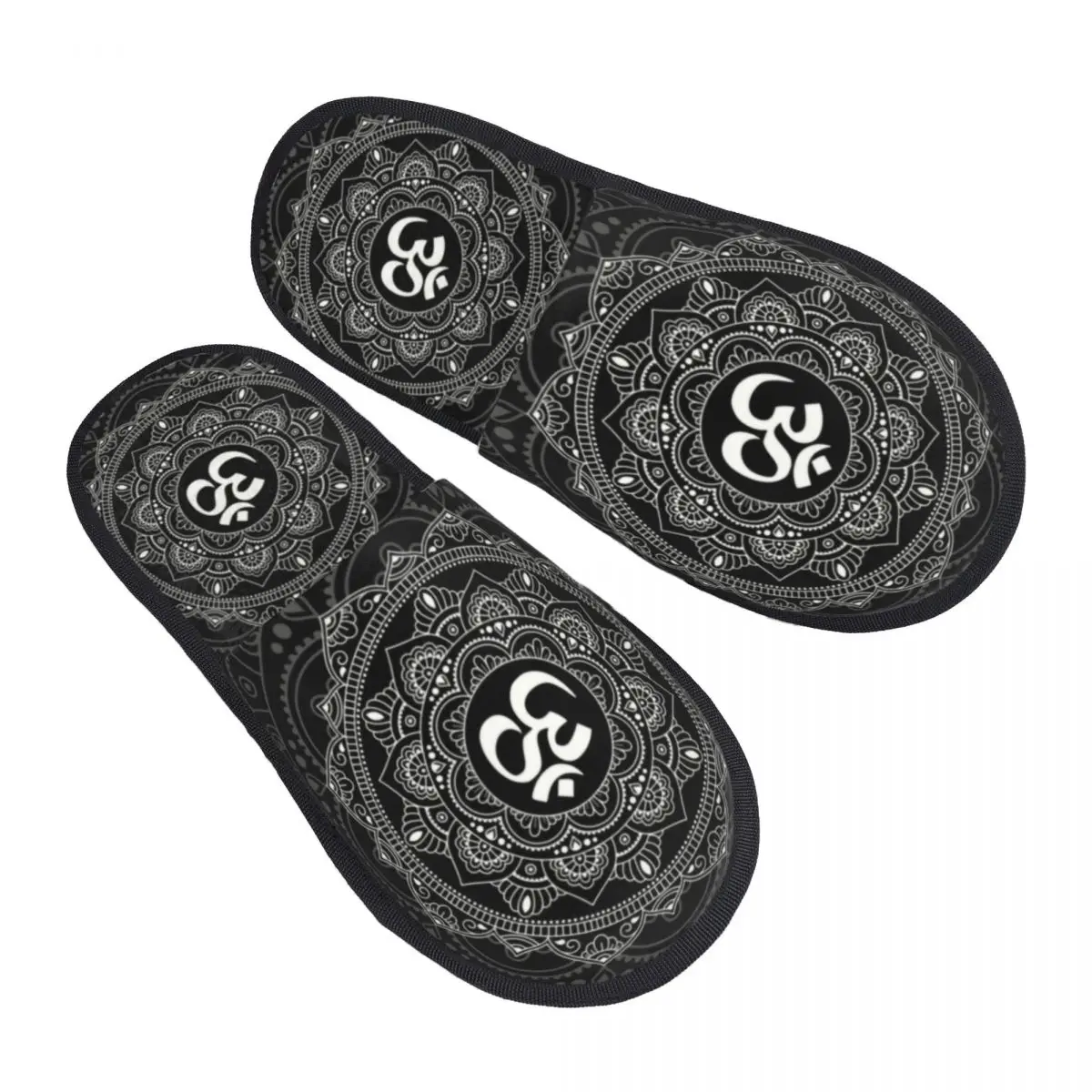 Custom Om Mandala House Slippers Women Soft Memory Foam Buddhism Aum Yoga Meditation Slip On Hotel Slipper Shoes