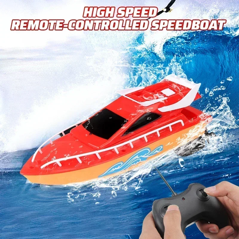 Mini RC Boat High Speed Remote Control Speedboat Super Electric Waterproof Outdoor Water Play Toy for Kids