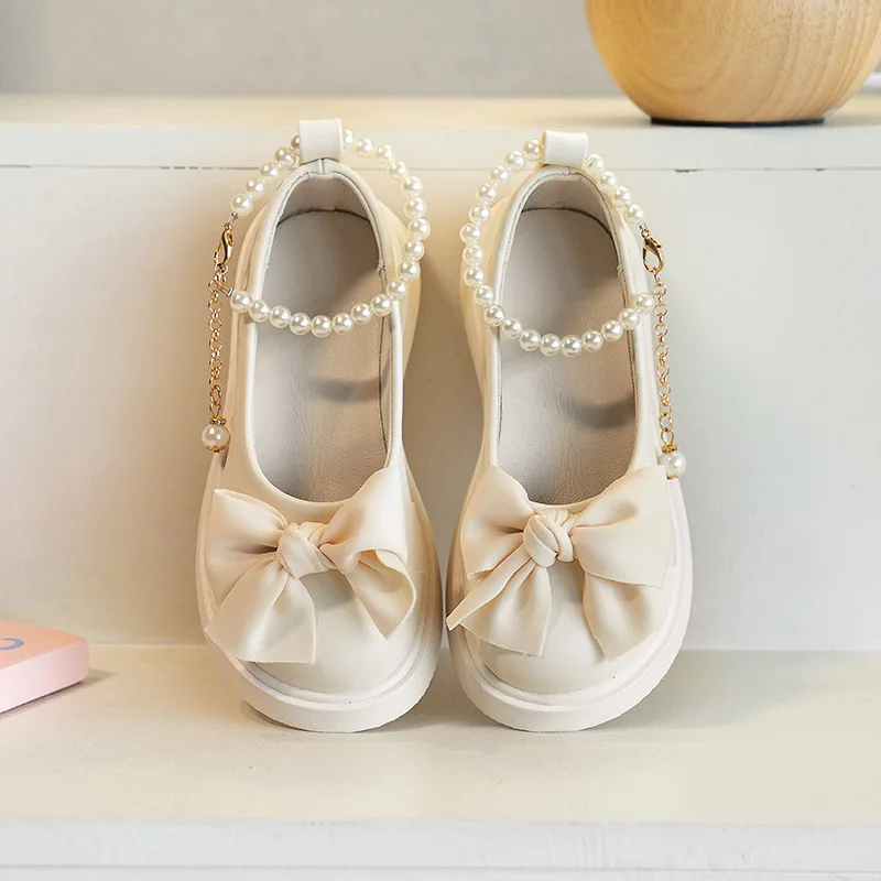 Children Girls Leather White Princess Retro Flat Kids Dress Student Show Dance Single Shoes Toddler Shoes Baby Casual Mary Janes