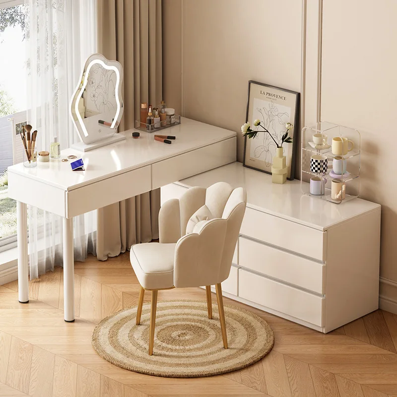 Precise Bedroom modern chest integrated dresser small apartment multi-functional retractable storage makeup table view 2