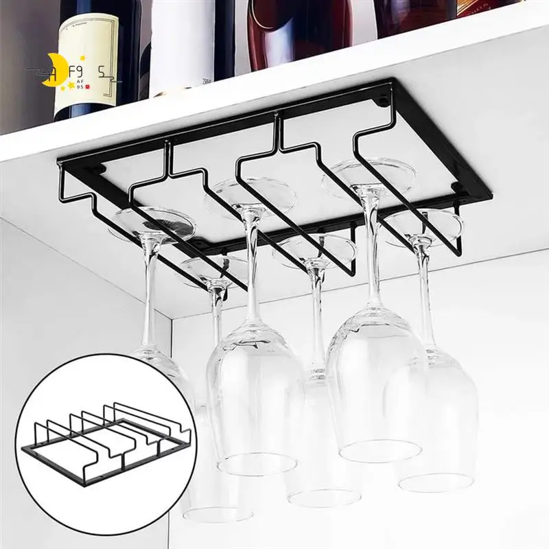 

AF95-2 Piece Wine Glass Rack Under Cabinet Stemware Wine Glass Holder Storage Hanger Black