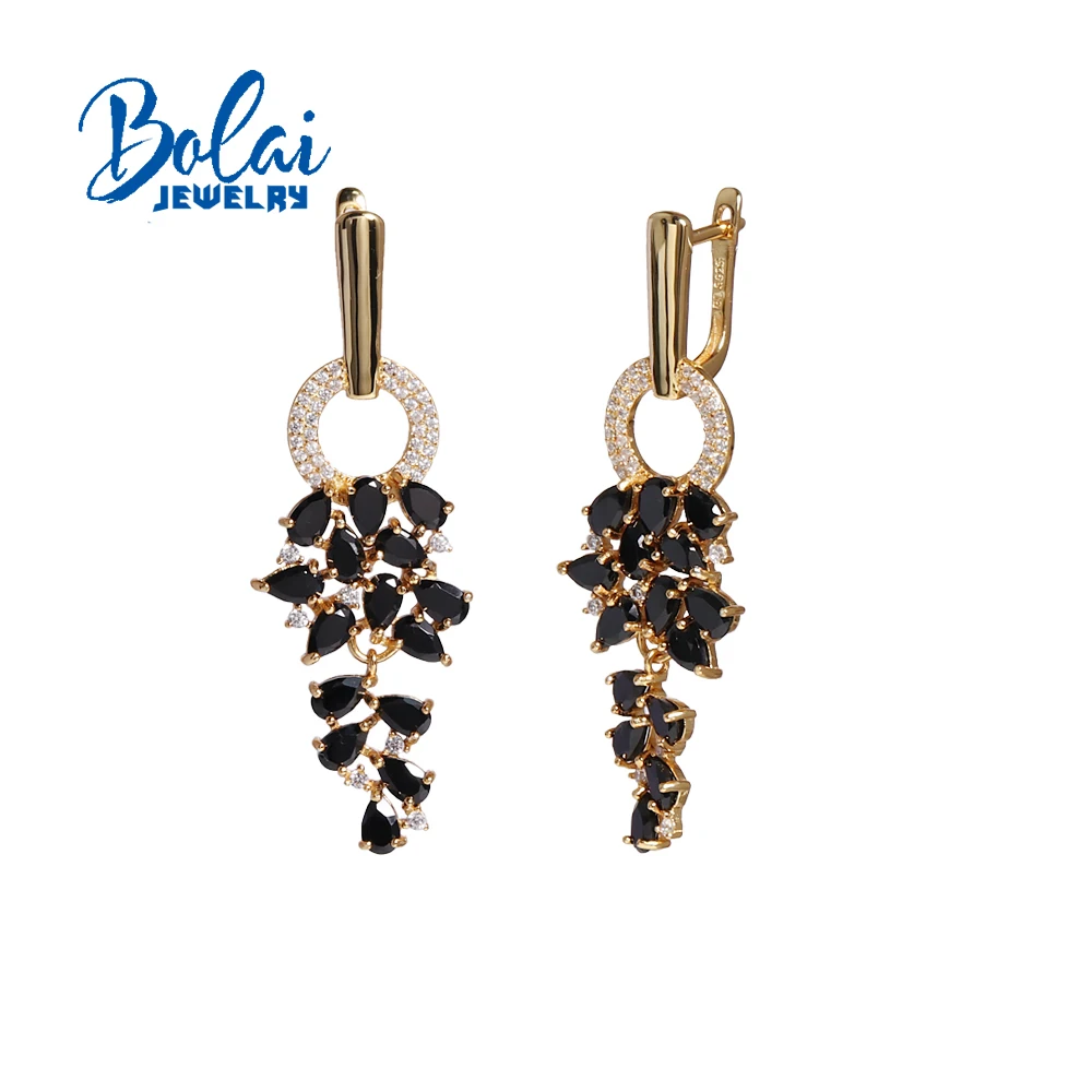 

Легкие роскошные длинные серьги из натурального черного шпинеля, изысканные ювелирные изделия из стерлингового серебра 925 пробы, женский подарок на годовщину