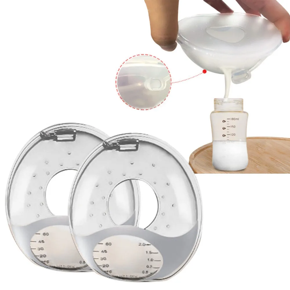 2pcs/set Silica Gel Collection Breastmilk Collecter Soft Reusable Nursing Pad Postpartum Suction Nipple Suction Container