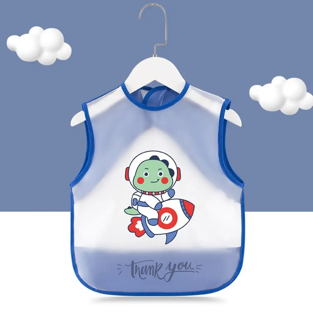 New TPU Kids Apron Waterproof Dirt Proof Baby Feeding Bib Cartoon Print Soft Touch Baby Apron Mealtime