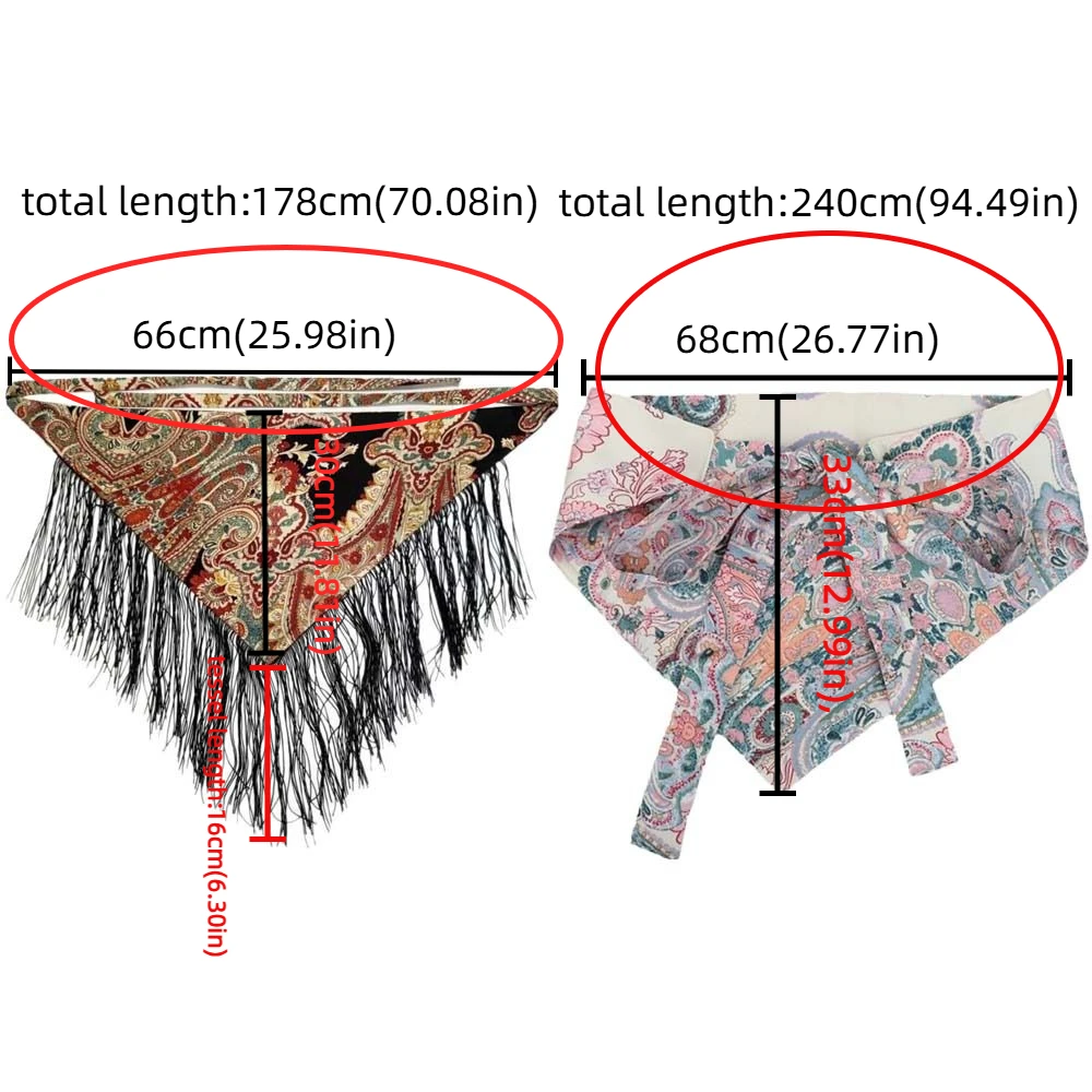Chinese Style Ethnic Triangular Waistband Embroidered Printing Tassel Floral Triangular Belt Exquisite Clothing Accessories
