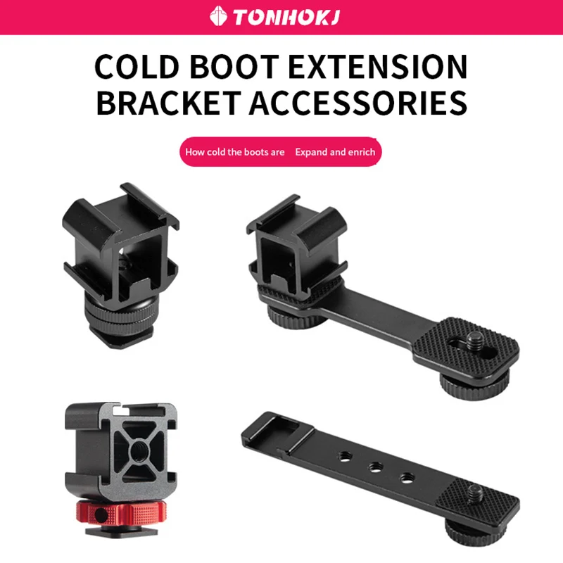 Triple Cold Shoe Mount Bracket Aluminum 3 Hot Shoe Extension Bar for DSLR Mirrorless Camera Microphone Led Video Flash Vlogging