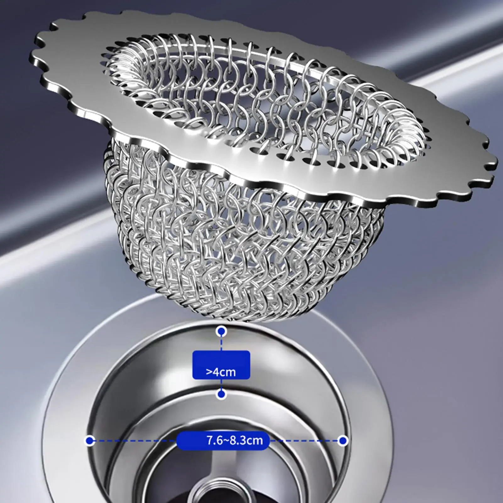 

Сливный фильтр для раковины, двусторонняя цепная сетка, корзина для улавливания еды, звено цепи, сливной фильтр для кухонной раковины для утилизации мусора