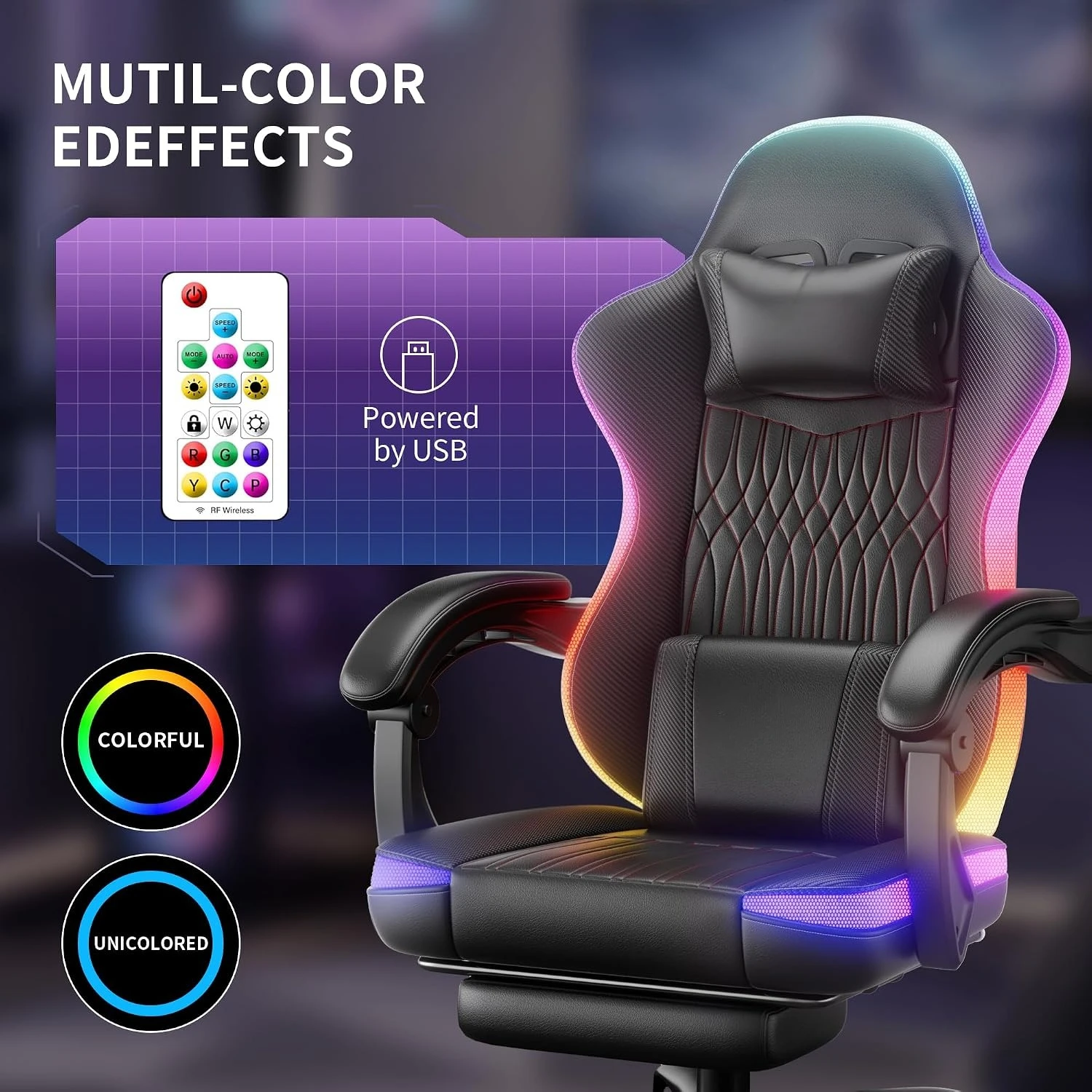 Gaming Chair Ergonomic, RGB LE - مراجعة Rgb Gaming Chair وسعره