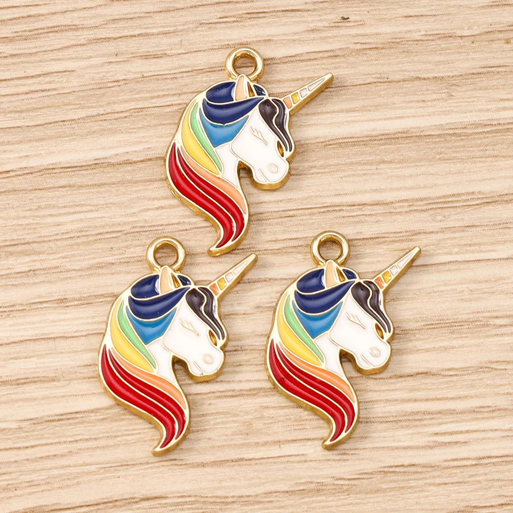 Tusember 10 قطع لطيف ملون يونيكورن سحر لصنع المجوهرات DIY الحصان يونيكورن أقراط قلادة القلائد أساور الحرف