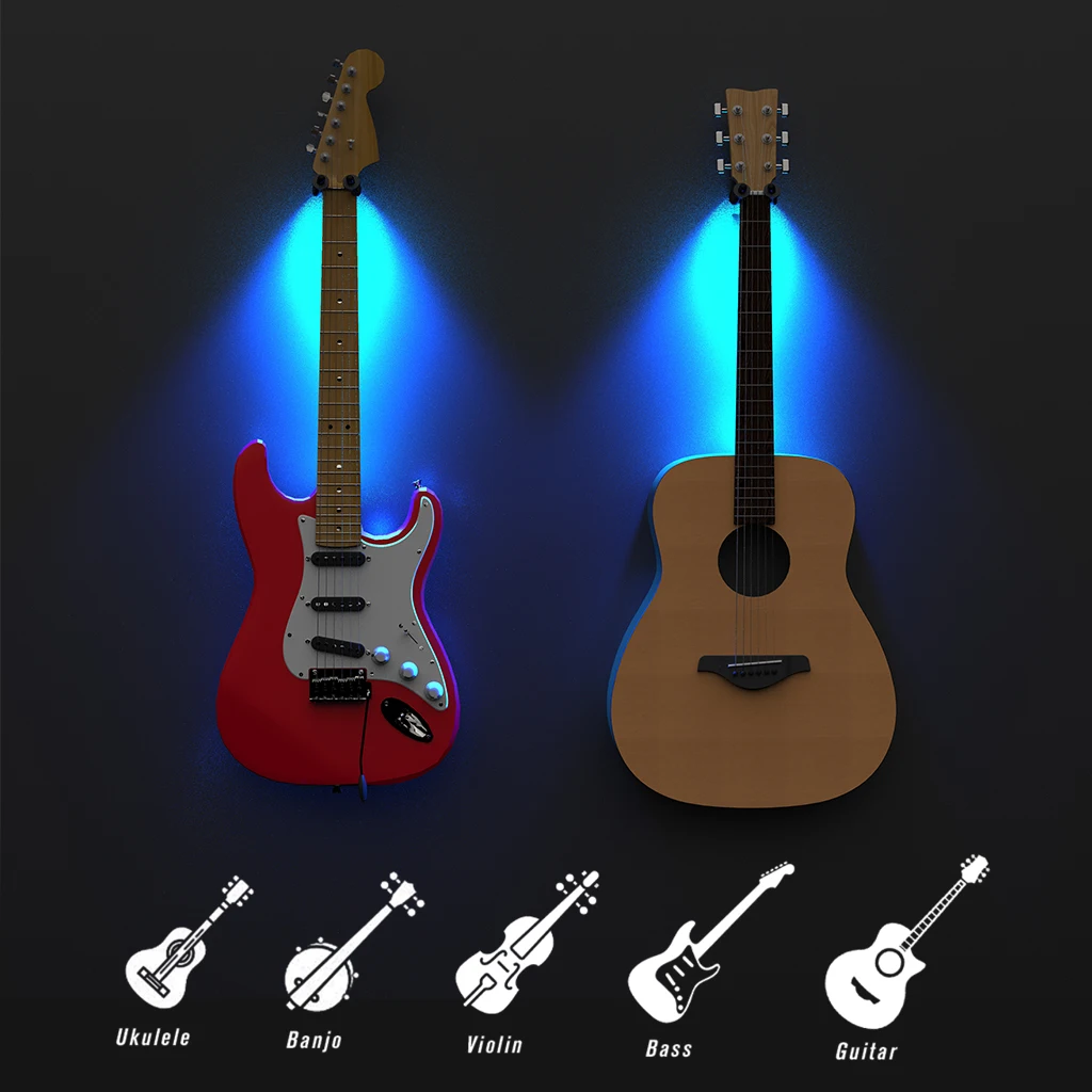 LED Guitar Holder Wall Acoustic Guitar Hanger Hook Holders Wall For Bass Guitar Stand Ukulele Banjo Mandolin OUD Balalaikas