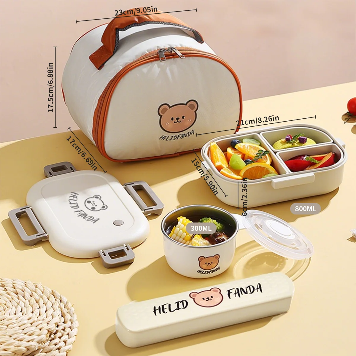 WORTHBUY Draagbare Plastic Bento Lunchdoos Met 3 Verwijderbare Compartiment Lekvrije Magnetron Salade Voedselcontainer Voor Kinderen School