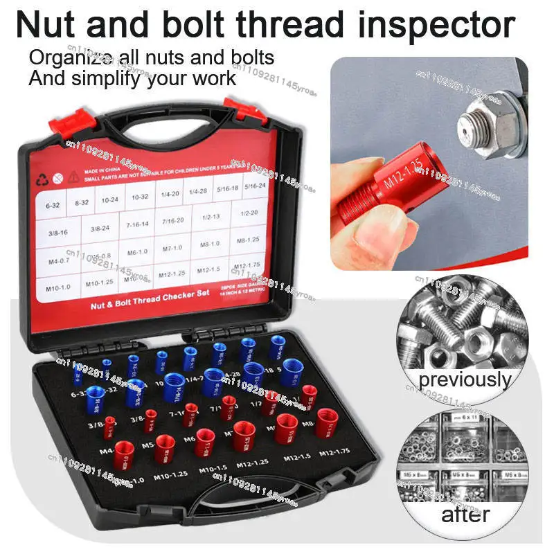 Nut and Bolt Thread Checker Male Gauge Male Inch Nut Checker