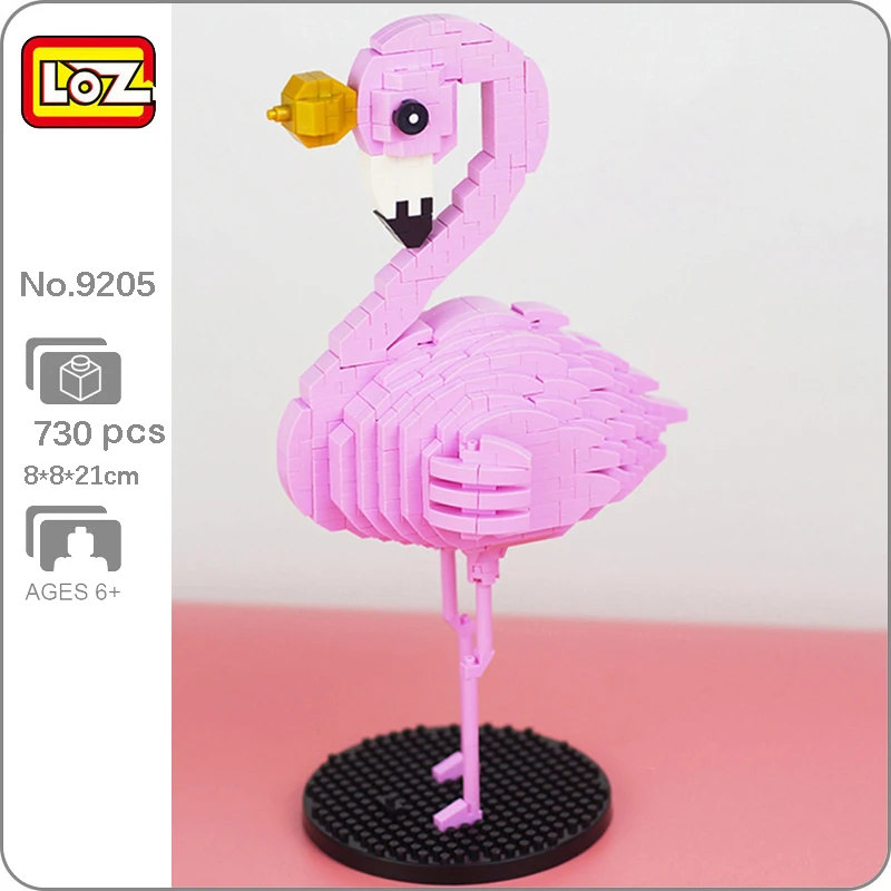 

LOZ 9205 Animal Red Flamingo Stand On One Leg Bird Pet Doll 3D Model Mini Diamond Blocks Bricks Building Toy For Children No Box