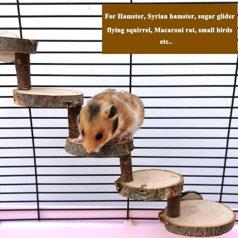 3/4/6/7/8 Steps Hamster Wooden Ladder Small Animals Climbing Ladder Bird Parrot Stand Perches Stair Pet Cage Accessories