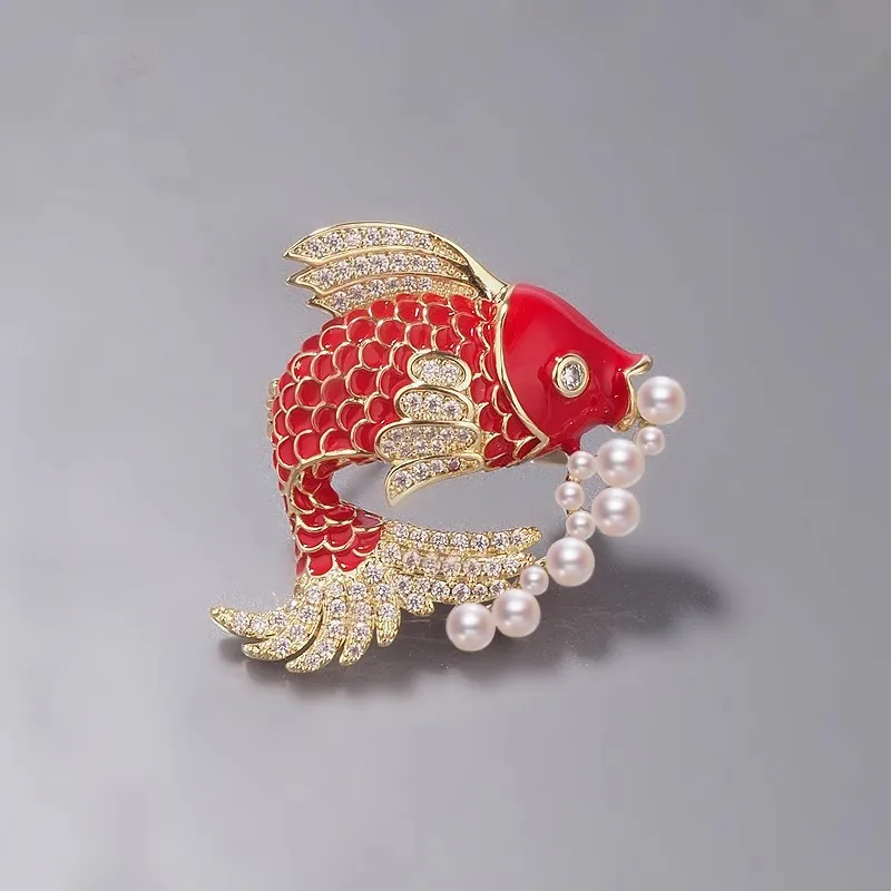 Chinese style lucky brocade carp brooch has more than pearl brooch every year China-Chic creative individuality carp brooch