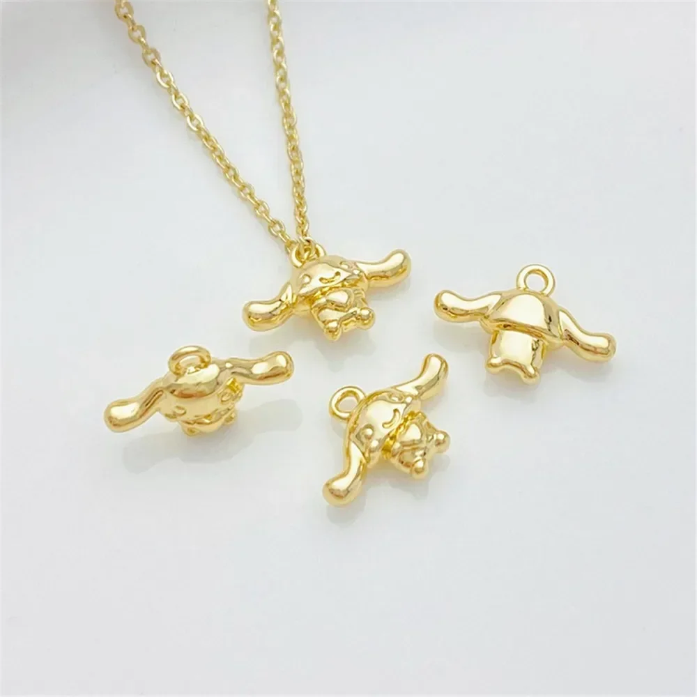 14K Gold-plating Zirconium, Cute Little Dinosaur Puppy Pendant, Handmade DIY Bracelet, Necklace, Jewelry Material Accessories.