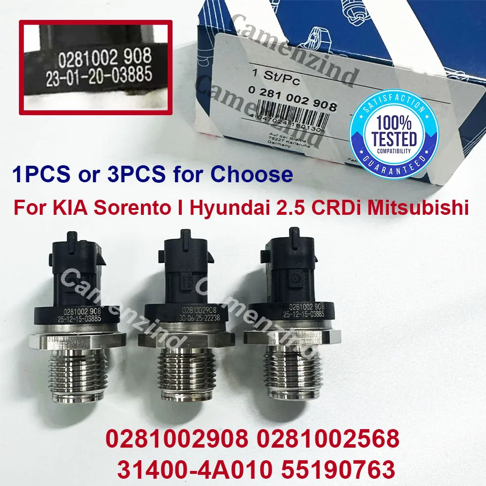 

1/3PCS New Fuel Rail Pressure Sensor 0281002908 314004A010 0281002568 31400-4A010 For KIA Sorento I Hyundai 2.5 CRDi Mitsubishi