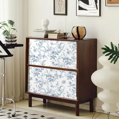 Blå blommig självhäftande tapet Vintage blåvit självhäftande tapet botanisk avtagbar kontaktpapper för sovrum 8 best sales blå tapet - №1