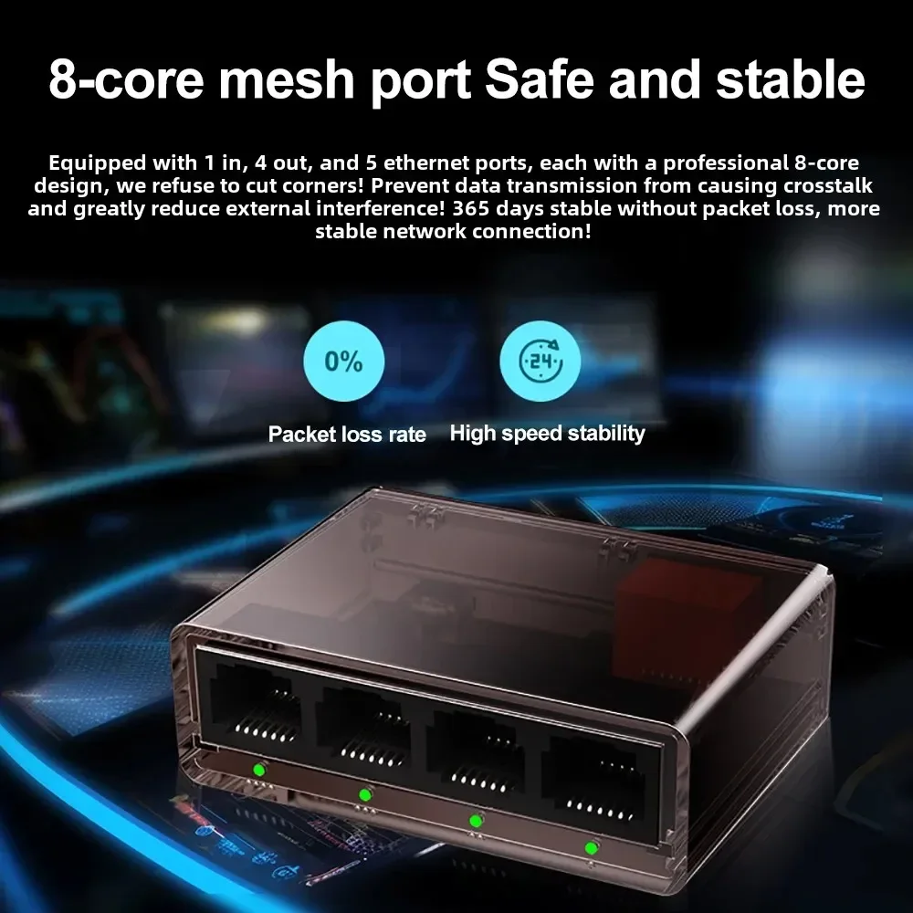 1000Mbps محول الشبكة 5 منافذ RJ45 LAN مهايئ توزيع كامل/نصف دوبلكس الإنترنت الفاصل إيثرنت الذكية الجلاد لجهاز التوجيه PC