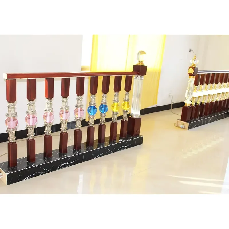 Color Glass Ball Decorative Balusters Wood Balusters With Alloy Parts Stair Balustrade