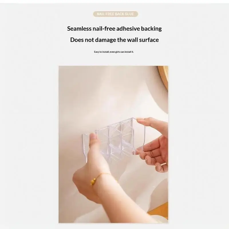 Dual Purpose Wall Mounted Storage Rack No Punch Plastic Cosmetic Holder for Bathroom Kitchen Dorm Room