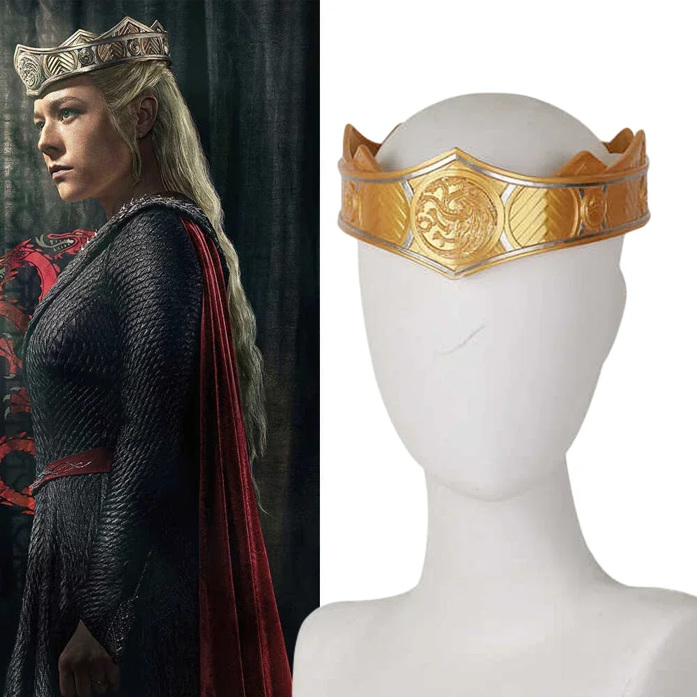 Película Dragon Family Rhaenyra Targaryen sombreros de Cosplay corona Unisex diadema coronas doradas accesorios para el cabello de Halloween