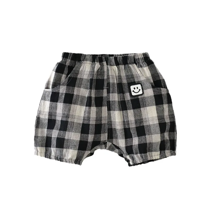 HoneyCherry Baby Summer Thin Section Black and White Plaid Shorts Casual Outside Children's Shorts Baby Shorts