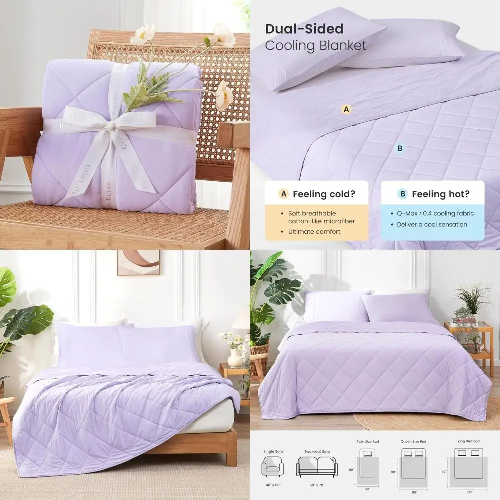 

King Size Cooling Blanket for Hot Sleepers - Ultra-Cool, Lightweight, Breathable Summer Blanket for Night Sweats Relief