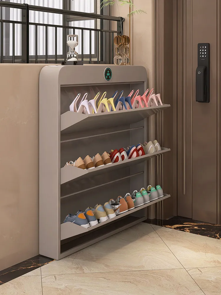 Smart Sterilizing Ultra-Thin Steel Flip-Door Entryway Shoe Cabinet 2025