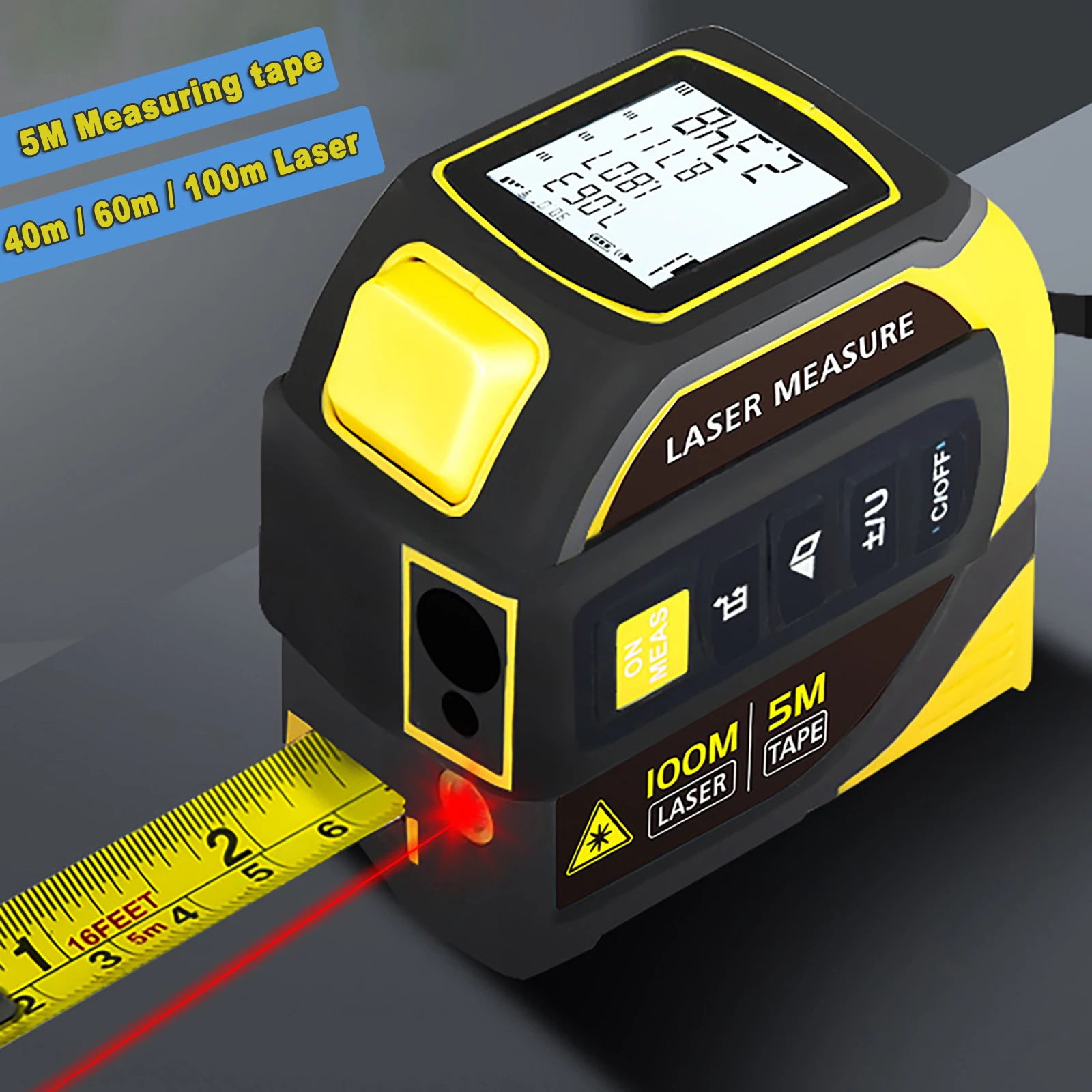 5m Measuring Tape 40-100m Distance Laser Rangefinder Infrared Electronic Ruler Cross Line USB Rechargeable bluetooth Drawing
