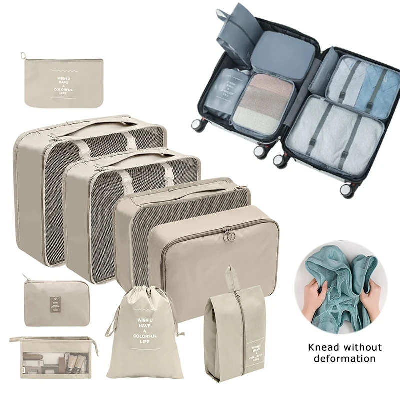 7/8/9 pcs neues Set Reise veranstalter Aufbewahrung taschen große Kapazität Koffer aufbewahrung Gepäck Kleidung Sortierung Organizer Set Schuh beutel