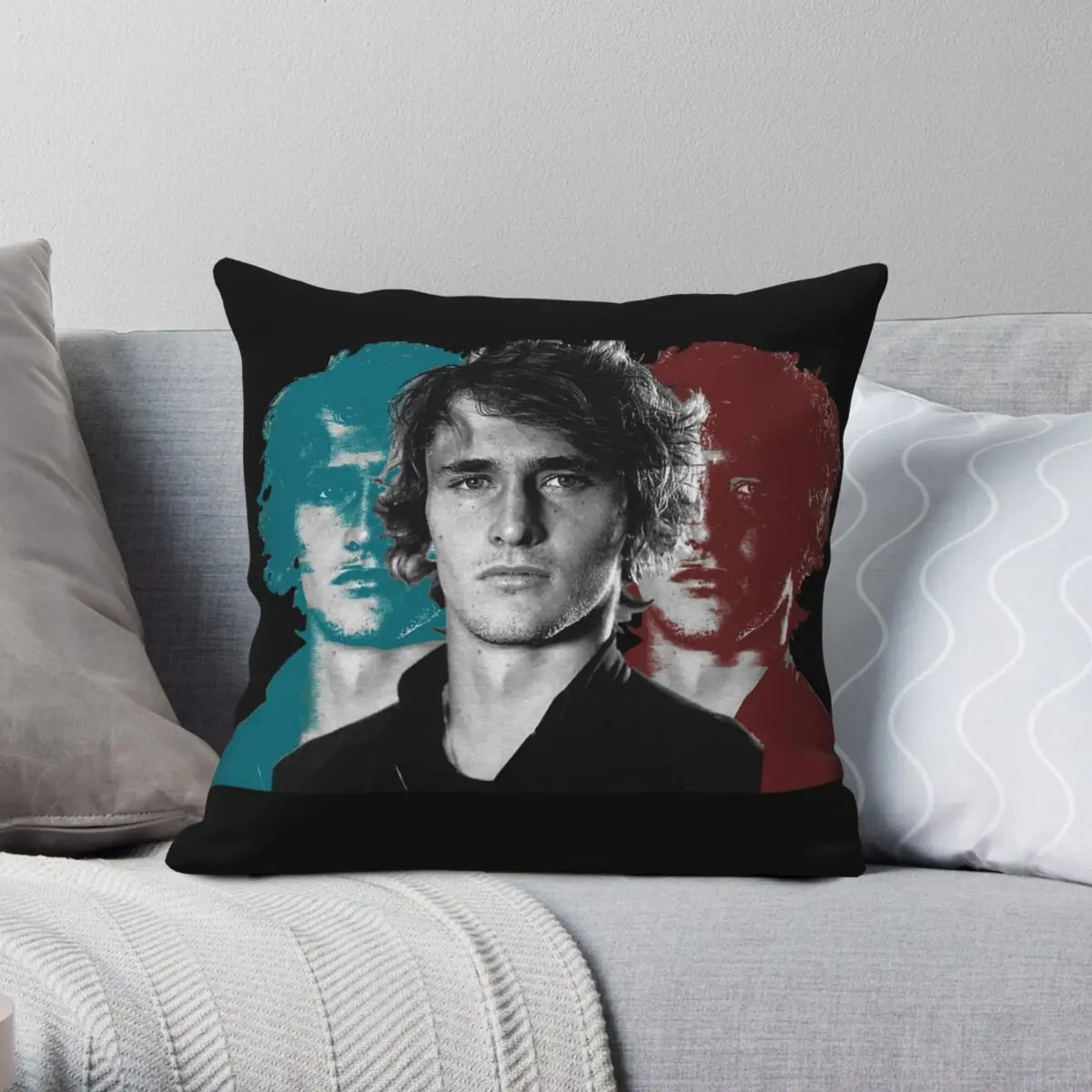 Alexander Zverev Artwork Square Pillowcase Polyester Linen Velvet Printed Zip Decorative Pillow Case Sofa Seater Cushion Cover