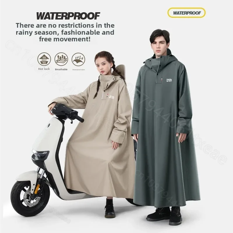 Thicken Oxford Waterproof Rain Gear Rain Poncho Korean Fashion Rain Coat One-piece Long Raincoat Loose Oversized Hooded Rainwear