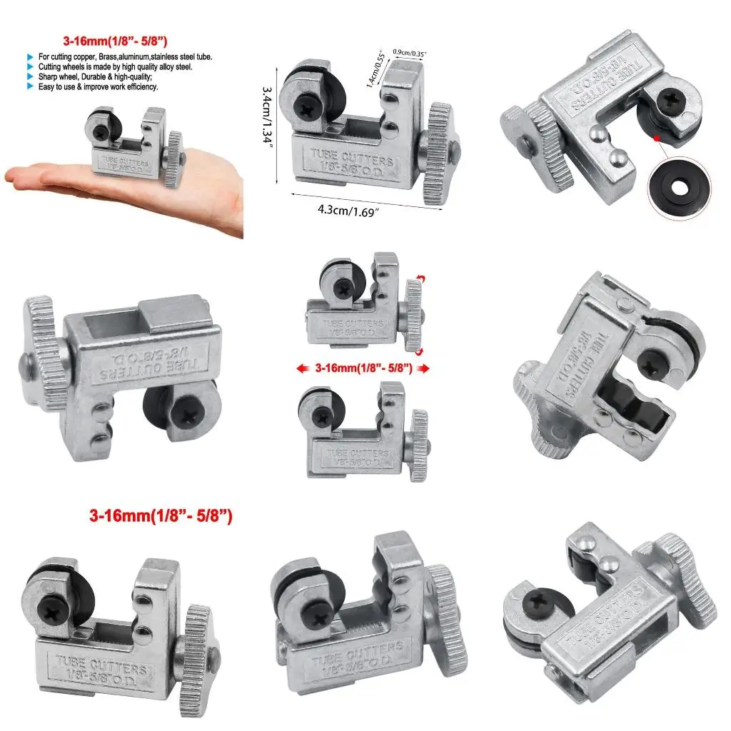 Stainless Steel Heavy Duty Tube Pipe Cutters Pvc Brass Copper Aluminum 1/8