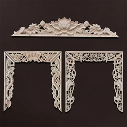 Chinese Drogen Niche Ornamental Antique Carved Wood Figurines Wood Decal Applique Onlay Large Wooden Window Furniture Cabinet