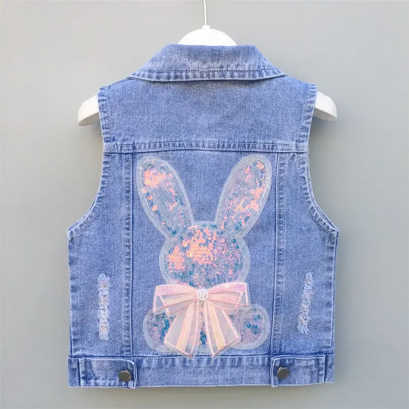 

Children Clothes Boys Girls Cowboy Spring Autumn Vest Boys Waistcoat Kids Casual Jean Coat Girls Tops Baby Jacket Blue 3-12 Year