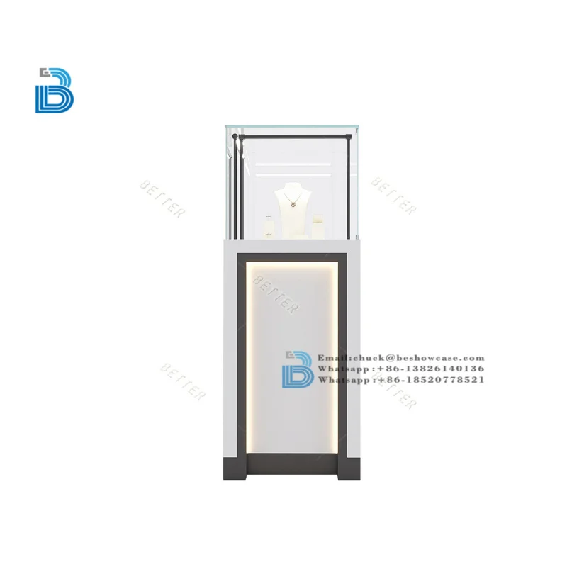 ออกแบบเฟอร์นิเจอร์ร้านขายเครื่องประดับหรูหรา ตู้โชว์กระจกทรงหอคอยสำหรับแสดงเครื่องประดับและนาฬิกา