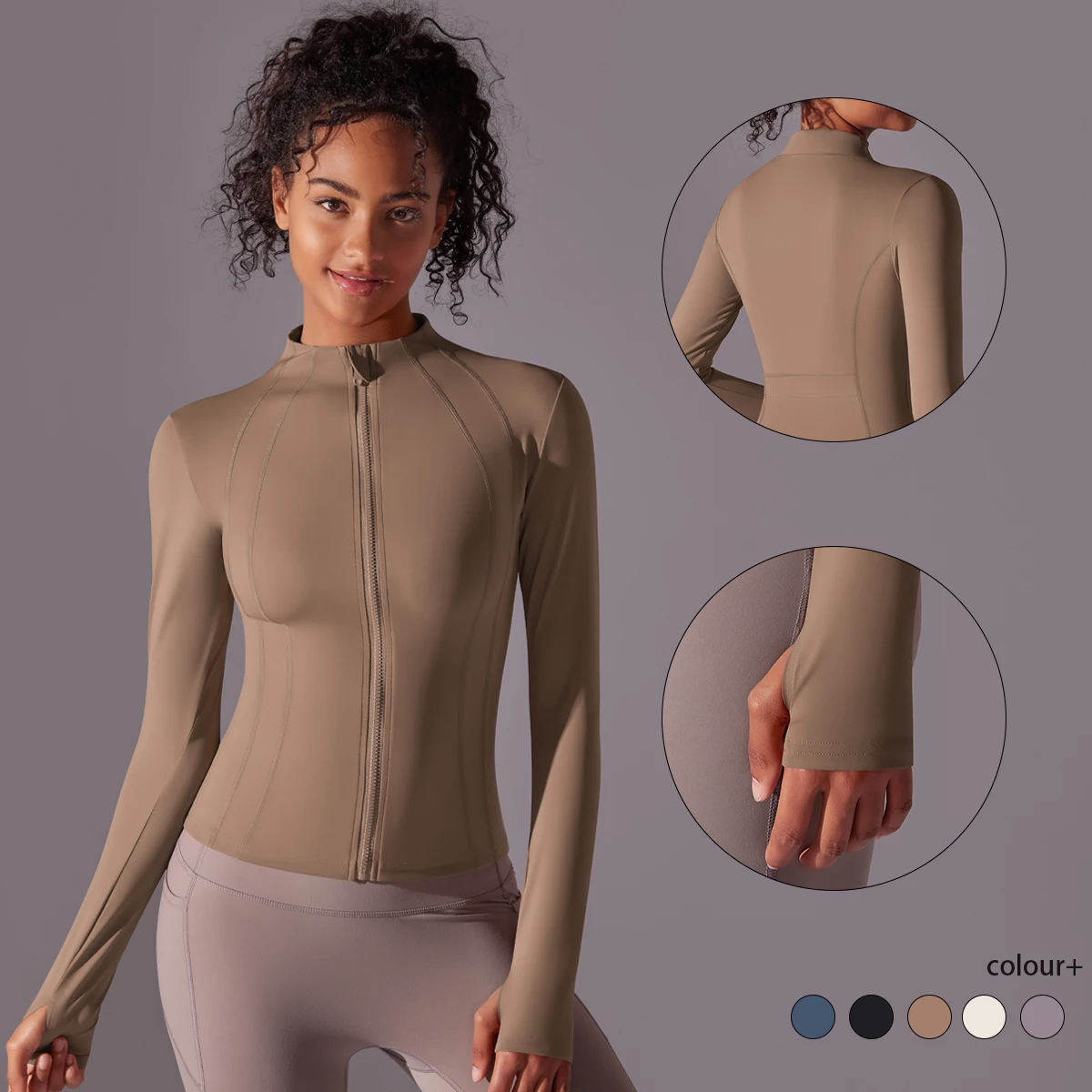 

Women's Yoga Zip Top Running Gym Top Long Sleeve Pilates Fitness Clothes Athletic Yoga Hiking Outfits Running Push Up Training