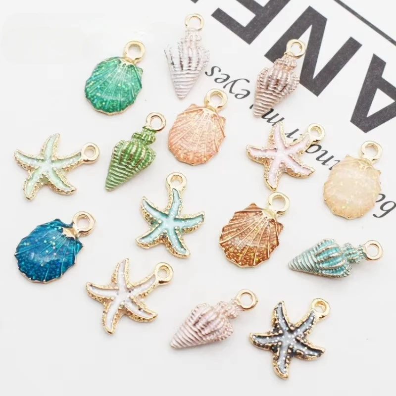 15Pcs/Set Cute Colorful Conch Sea Shell Charms Ocean Pendants DIY Craft for Home Decoration Jewelry Making Handmade Accessories