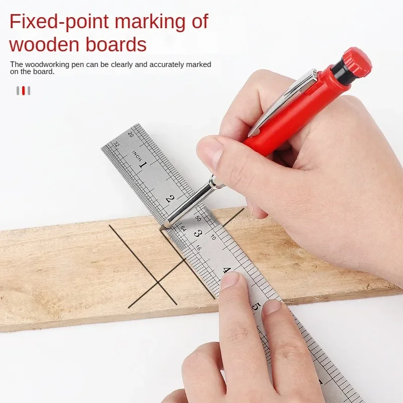 2.8mm Solid Carpenter Mechanical Pencil with Sharpener for Woodworking Construction Long Head Carpenter Pencil Stationery Supply