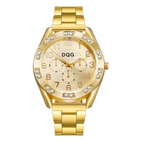 New DQG Women Watches Men Fashion Luxury Watch Crystal Quartz Female Watch Gold Silver Stainless Steel Ladies Dress Wristwatch