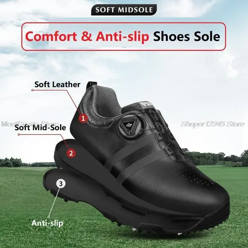 Pgm Training Golf Shoes Men\'S Waterproof Golf Shoes Male Rotating Shoelaces Sports Sneakers Man Non-Slip Trainers 3 Styles