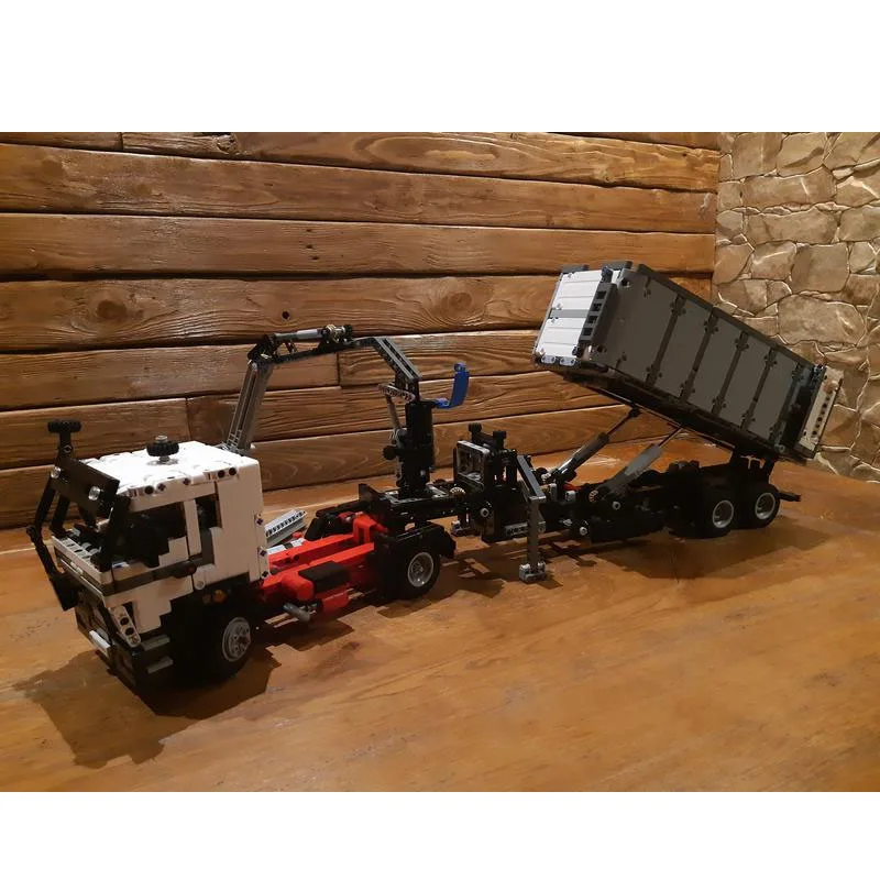 MOC-93768 الكلاسيكية مقطورة نقل البضائع المسطحة بنة نموذج 2022 أجزاء الإبداعية عيد ميلاد لعبة هدية للبنين والأطفال