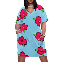 King Size Homer Muumuu Flower Loose Pocket Dress elegant women