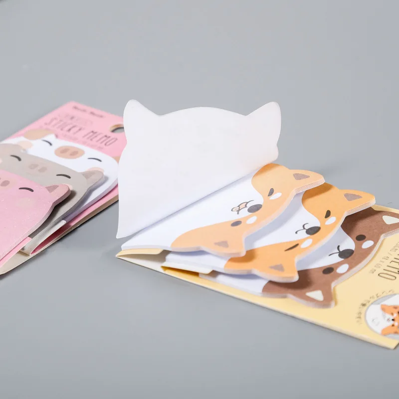 50 Sheets Cartoon Pig Puppy Bunny Memo Pad Notepads Animal Self-adhesive Stickable Notes Scrapbooking Notepad Diary Stickers