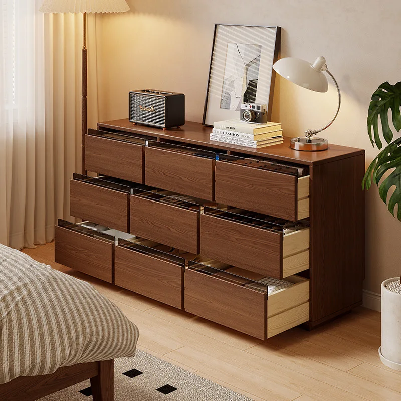 Solid wood chest of drawers, bedroom, bedside storage cabinet, living room, advanced sense