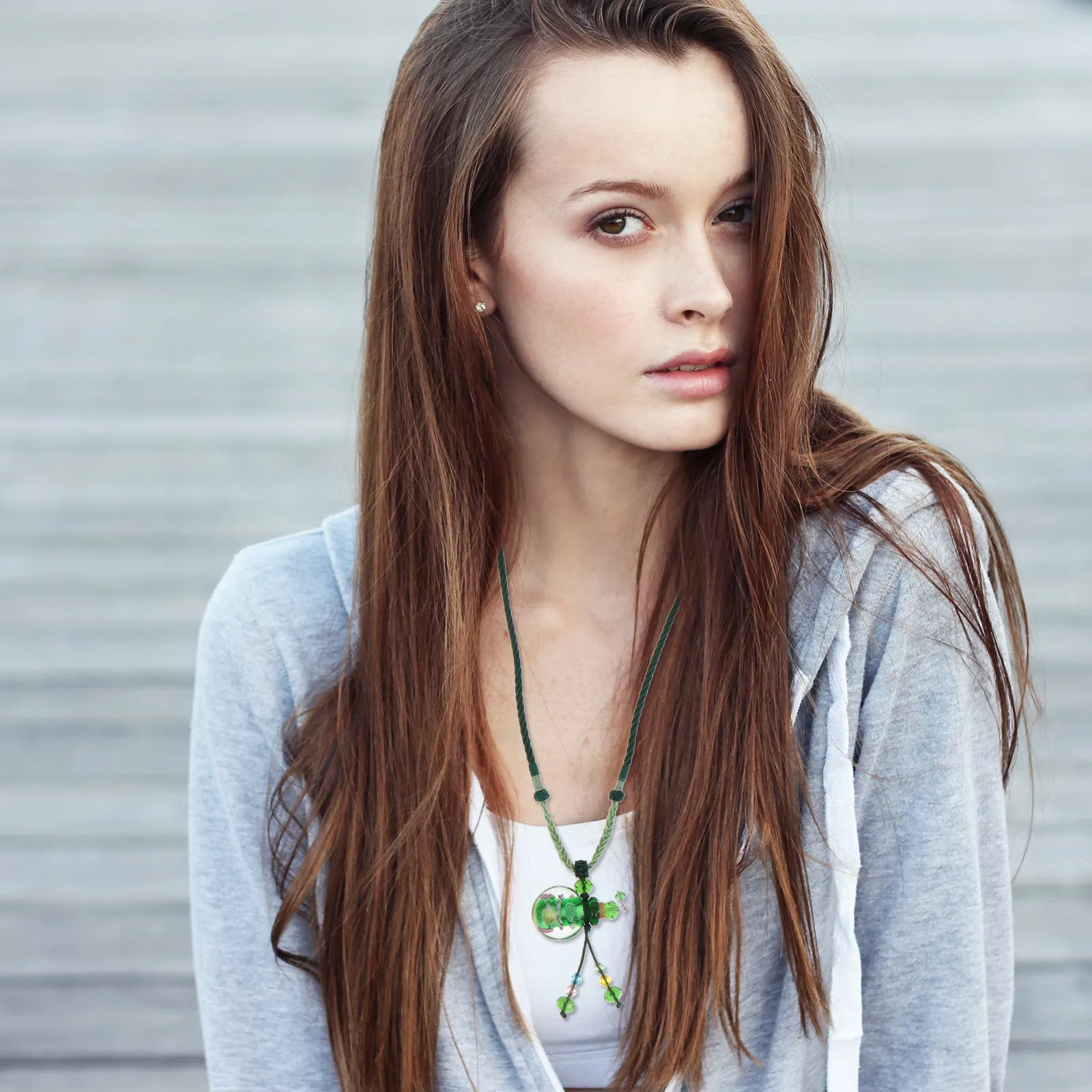 

Essential Oil Bottle Pendant in Style Hanging Diffuser Necklace for Women Handcrafted Rope Chain Colored Jewelry